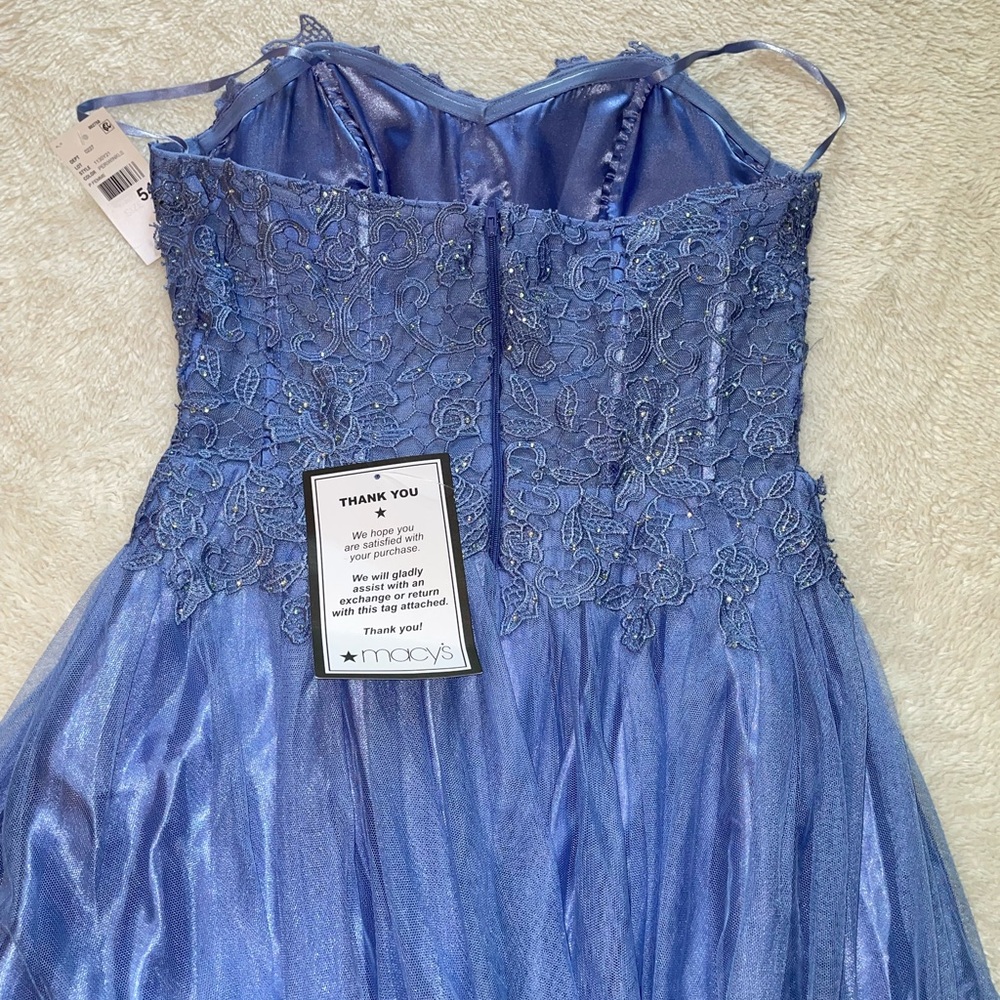 BCX Dress Periwinkle Strapless Lace Bodice Evening Ball Prom Dress/Gown - Picture 9 of 10